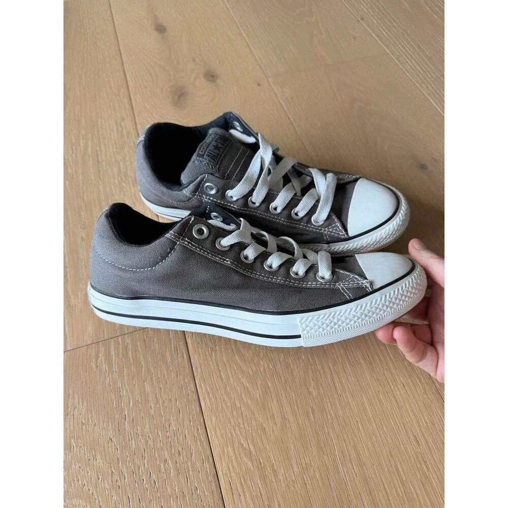 Converse Chuck Taylor All Star Sz 5 JR Mid-Top Gray Canvas Sneakers Shoes No Tie
